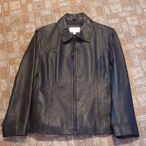Worthington Classic Black Leather Jacket Women's Size Large